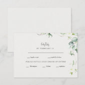 Green Elegance Cream Bruiloft RSVP Kaartje (Voorkant / Achterkant)
