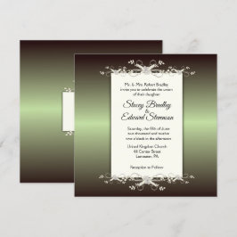 Green Elegance Shine Wedding Invitation Kaart