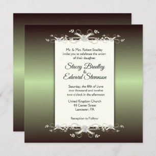 Green Elegance Shine Wedding Invitation Kaart