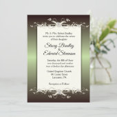 Green Elegance Shine Wedding Invitation Kaart (Staand voorkant)