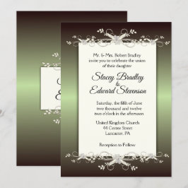 Green Elegance Shine Wedding Invitation Kaart