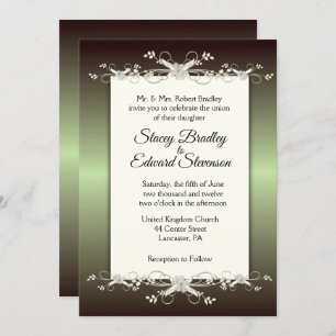 Green Elegance Shine Wedding Invitation Kaart