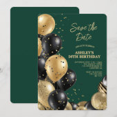 Green Elegant 50th Birthday Kaart (Voorkant / Achterkant)