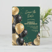 Green Elegant 50th Birthday Kaart (Staand voorkant)