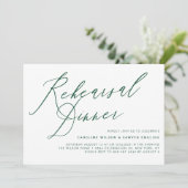 Green Elegant Calligraphy Rehearsal Dinner Kaart (Staand voorkant)