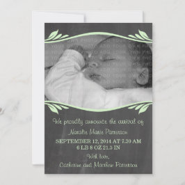 Green Elegant Chalkboard Baby Aankondiging