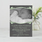 Green Elegant Chalkboard Baby Aankondiging (Staand voorkant)