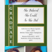 Green Elegant Classy 8 Photo Afstuderen Drieluik Aankondiging (Binnenkant midden)