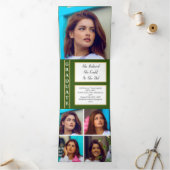 Green Elegant Classy 8 Photo Afstuderen Drieluik Aankondiging (Binnen)