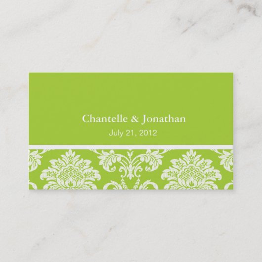 Green Elegant Damask Visitekaartje (Voorkant)