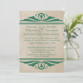 Green Elegant Deco Wedding Invite Kaart (Staand voorkant)