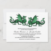 Green Elegant Dragon Wedding Invite Kaart (Voorkant)