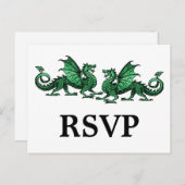 Green Elegant Dragons Response Briefkaart (Voorkant / Achterkant)