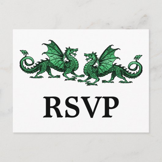 Green Elegant Dragons Response Briefkaart (Voorkant)
