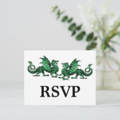 Green Elegant Dragons Response Briefkaart (Staand voorkant)