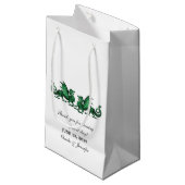 Green Elegant Dragons Wedding Gift Bag Klein Cadeauzakje (Voorkant Gekanteld)