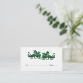 Green Elegant Dragons Wedding Place Card Plaatskaartje (Staand voorkant)
