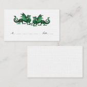 Green Elegant Dragons Wedding Place Card Plaatskaartje (Voorkant / Achterkant)