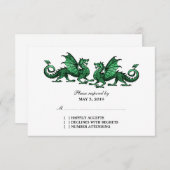 Green Elegant Dragons Wedding Response Kaart (Voorkant / Achterkant)