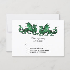 Green Elegant Dragons Wedding Response Kaart