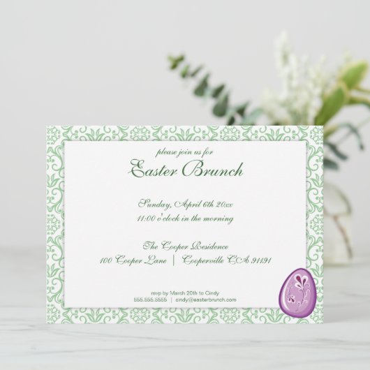 Green Elegant Easter Brunch Uitnodiging (Staand voorkant)
