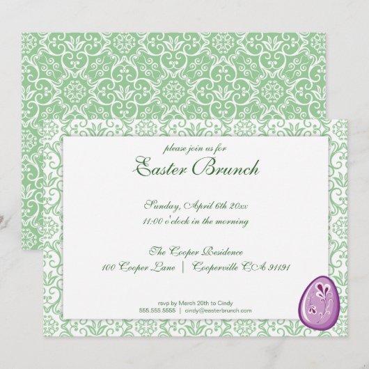 Green Elegant Easter Brunch Uitnodiging (Voorkant / Achterkant)