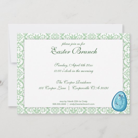 Green Elegant Easter Brunch Uitnodiging (Voorkant)