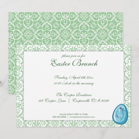 Green Elegant Easter Brunch Uitnodiging (Voorkant / Achterkant)