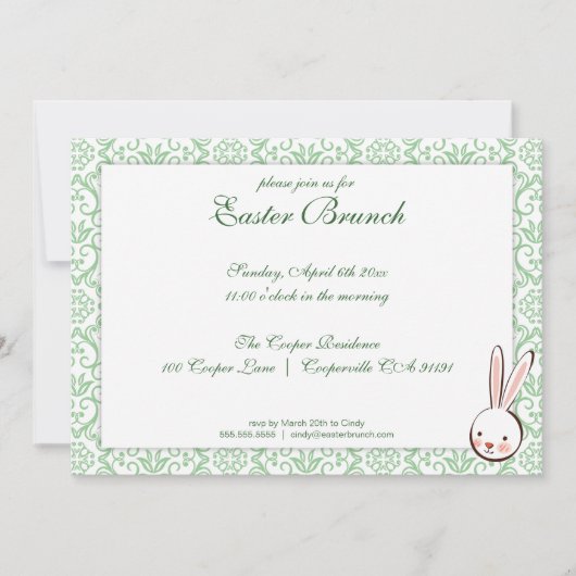 Green Elegant Easter Brunch Uitnodiging (Voorkant)