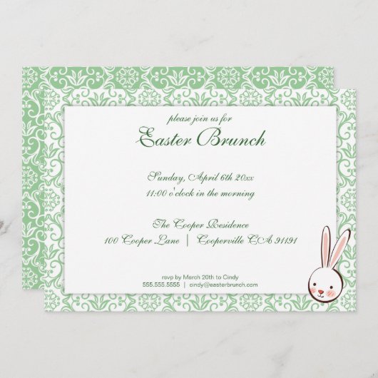 Green Elegant Easter Brunch Uitnodiging (Voorkant / Achterkant)