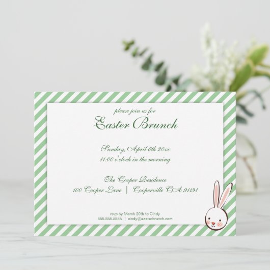 Green Elegant Easter Brunch Uitnodiging (Staand voorkant)