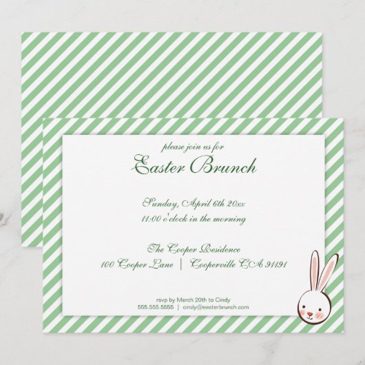 Green Elegant Easter Brunch Uitnodiging (Voorkant / Achterkant)