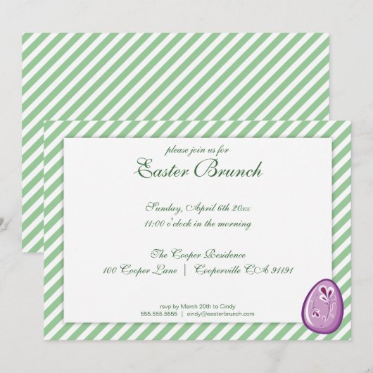 Green Elegant Easter Brunch Uitnodiging (Voorkant / Achterkant)