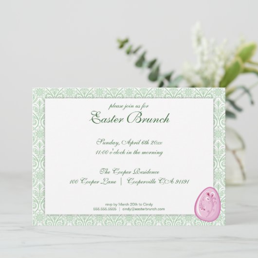 Green Elegant Easter Brunch Uitnodiging (Staand voorkant)