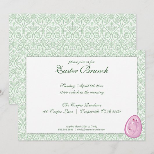 Green Elegant Easter Brunch Uitnodiging (Voorkant / Achterkant)