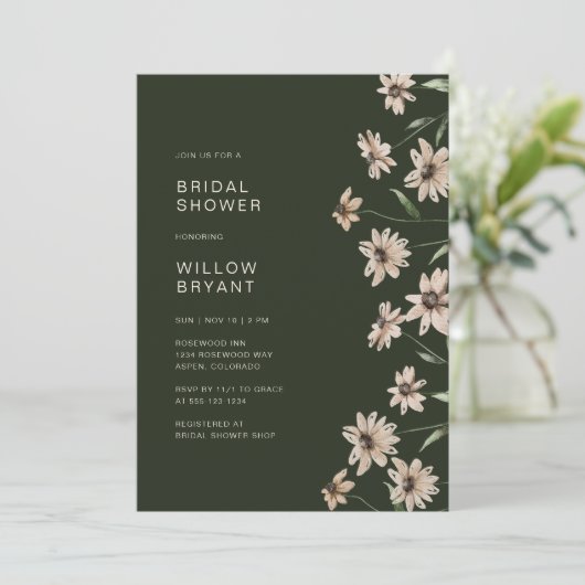 Green Elegant Floral Vrijgezellenfeest Kaart (Staand voorkant)