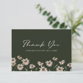 Green Elegant Floral Wedding Bedankkaart (Staand voorkant)