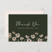 Green Elegant Floral Wedding Bedankkaart (Voorkant / Achterkant)