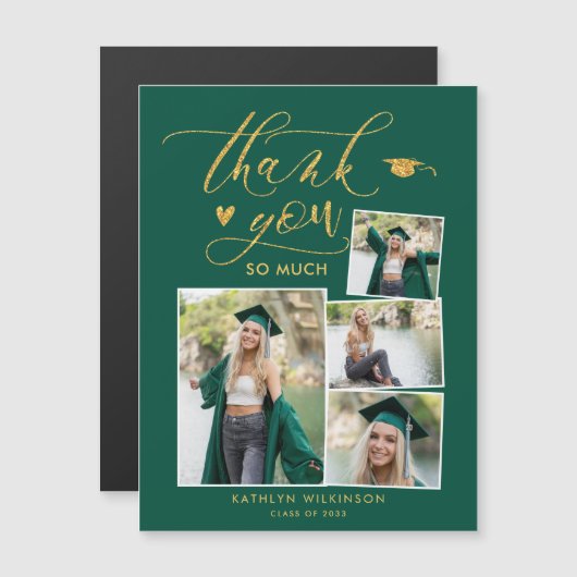 Green Elegant Gold 4 Foto Afstuderen Hartelijk dan (Voorkant / Achterkant)