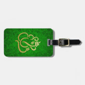 Green Elegant Gold Ganesha Indian Damask Patroon  Bagagelabel (Voorkant horizontaal)