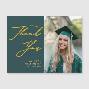 Green Elegant Gold Script Afstuderen Hartelijk dan