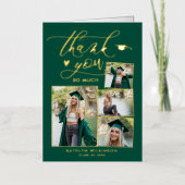 Green Elegant Gold Script Afstuderen Hartelijk dan Folie Wenskaart (Voorkant)