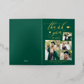 Green Elegant Gold Script Afstuderen Hartelijk dan Folie Wenskaart (Buiten Laag)