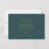 Green Elegant Gold Script Modern Photo Wedding Bedankkaart (Achterkant)