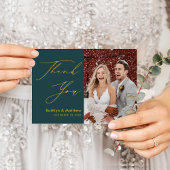 Green Elegant Gold Script Modern Weddenschap Harte Briefkaart