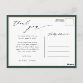 Green Elegant Gold Script Modern Weddenschap Harte Briefkaart (Achterkant)