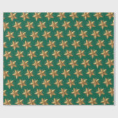 Green Elegant Gold Stars Pattern New Year winter Cadeaupapier (Vlak)