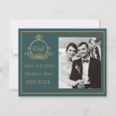 Green Elegant Golden Calligraphy Save the Date (Voorkant)