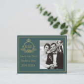 Green Elegant Golden Calligraphy Save the Date (Staand voorkant)
