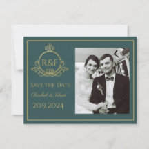 Green Elegant Golden Calligraphy Save the Date